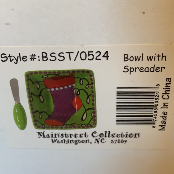🎄GREAT HOSTESS GIFT Small serving bowl. New in box. Includes spreader. Green. - Picture 7 of 9